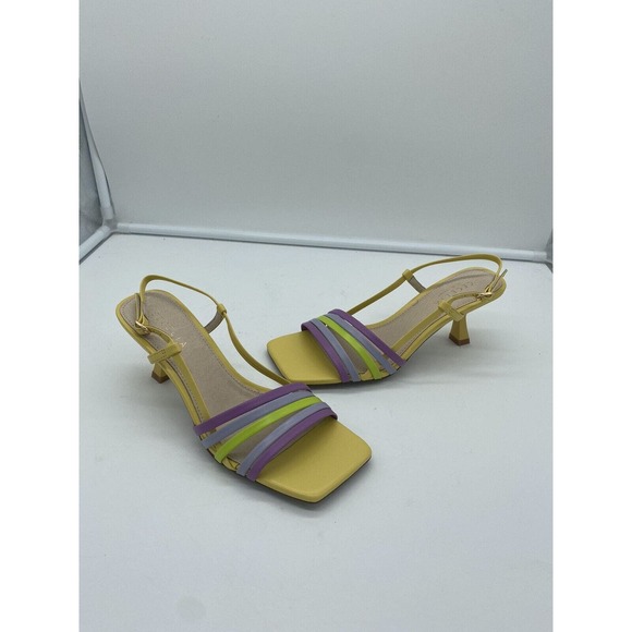 New‎ Cecelia New York Kasper Leather Heeled Slingback Sandals Multicolor Size 6M - Picture 2 of 7